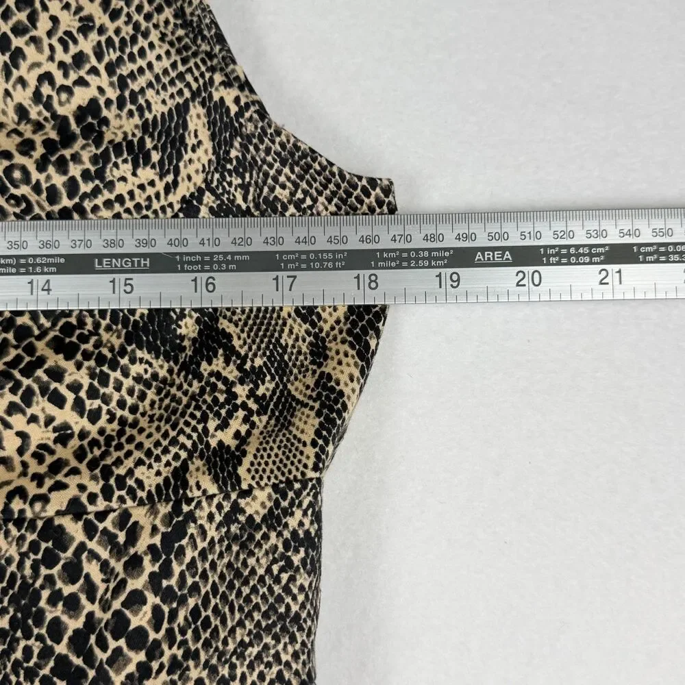 Michael Kors Snake Print Sheath Dress Size 12 Beige Black Sleeveless Midi